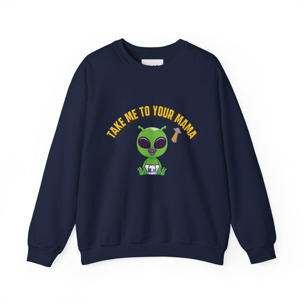 Alien Holding Mama Mug, Crewneck Sweatshirt | Cute Green Alien Graphic
