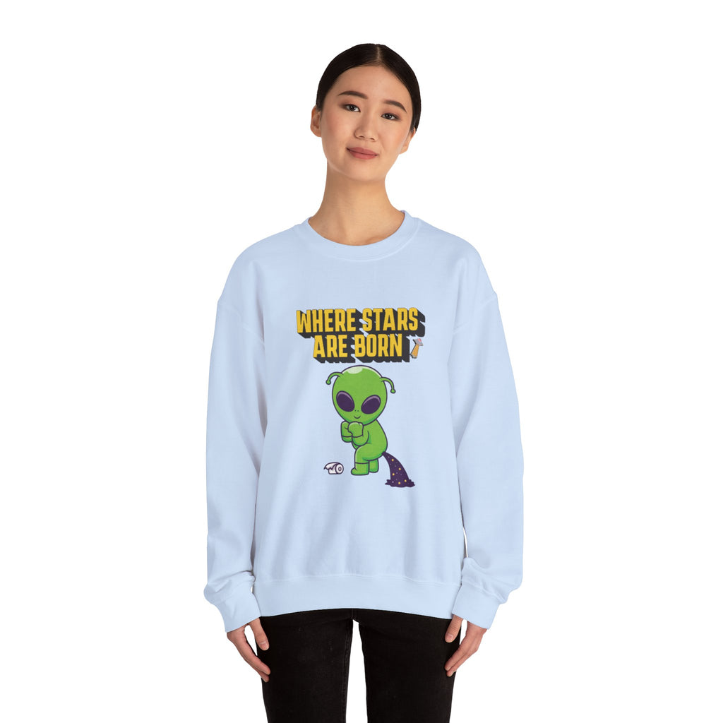 Where Stars Are Born alien illustration Sweatshirt | cute green alien