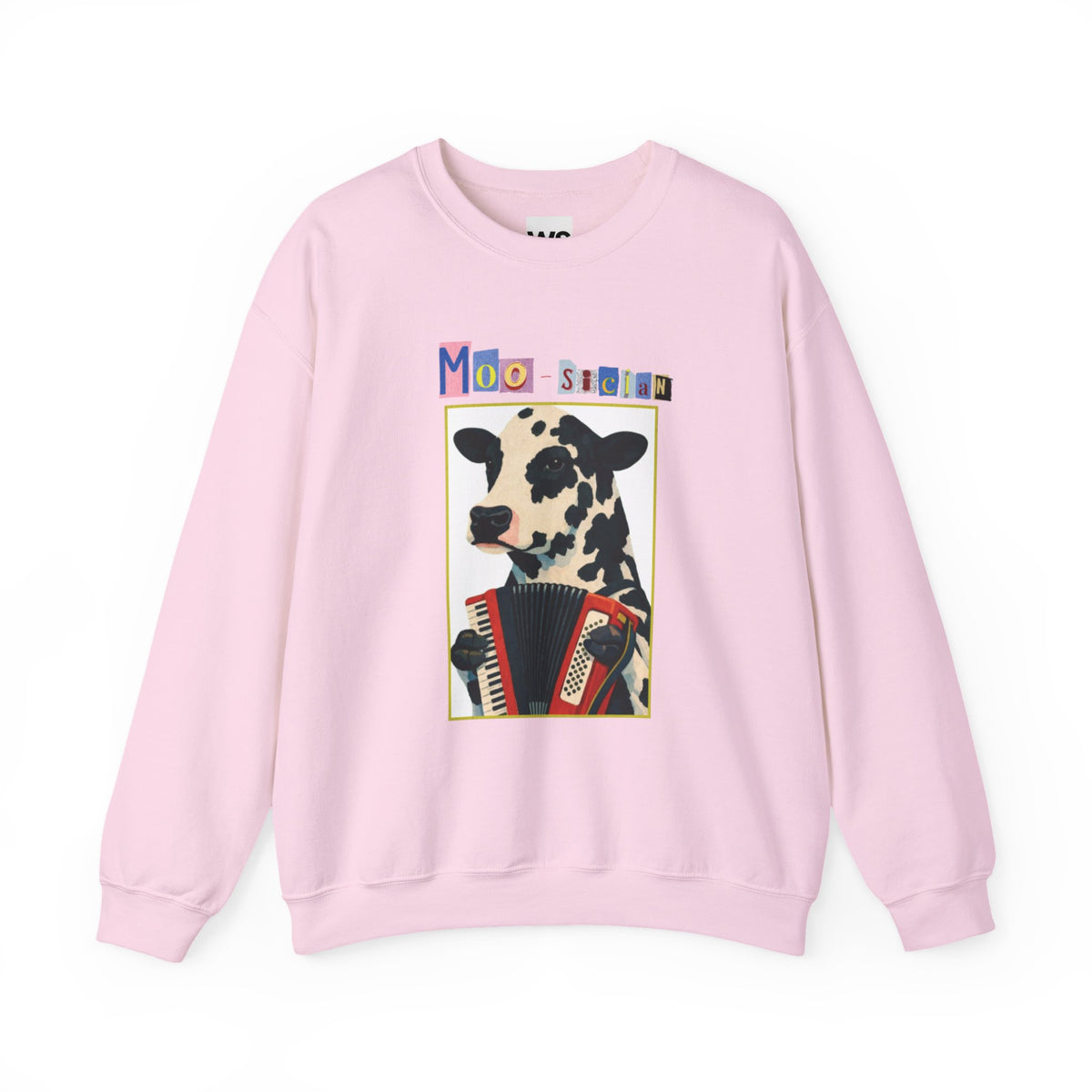 Cow Playing Accordion Crewneck, Retro Animal Music Sweatshirt