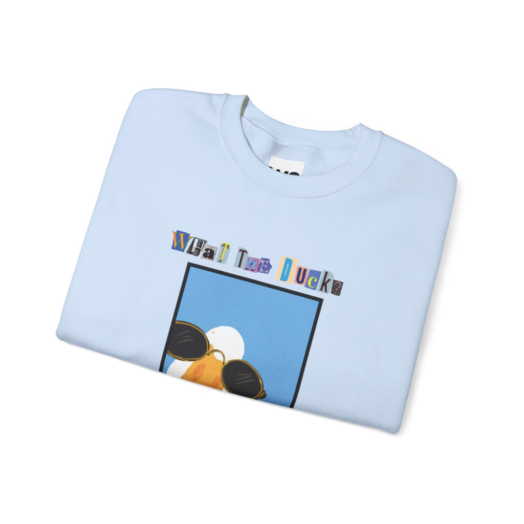Cool Sunglasses Duck Crewneck Sweatshirt | Fun Cartoon Bird Design