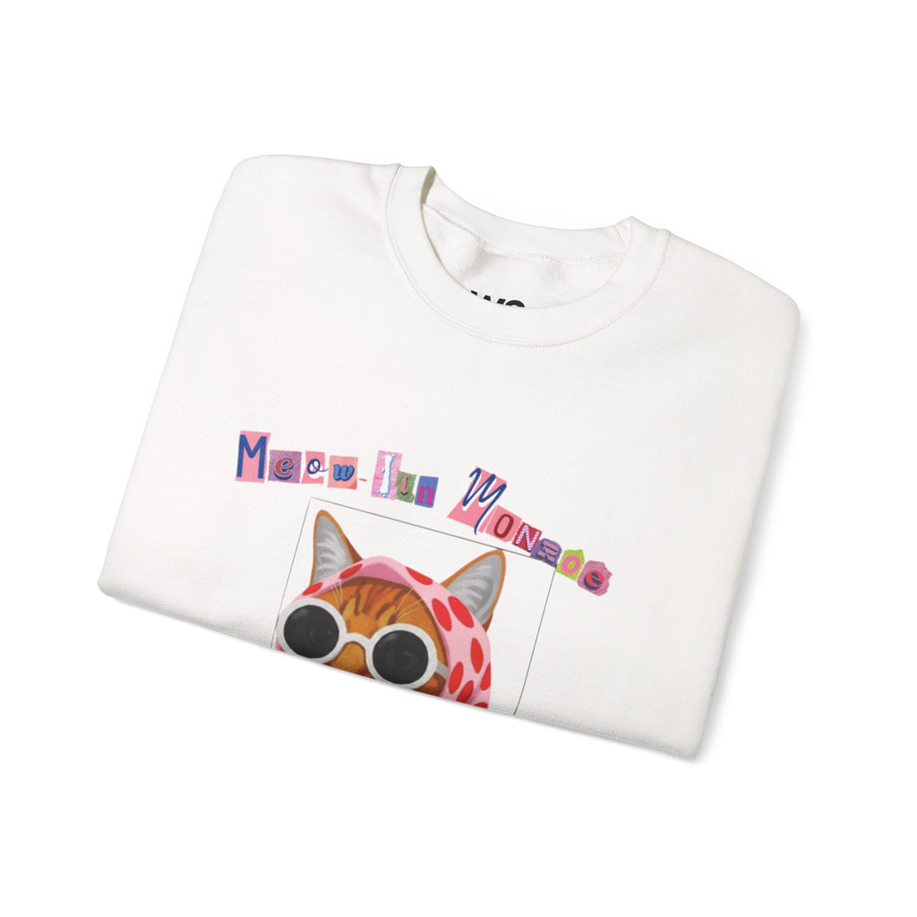 Glam Cat in Scarf Crewneck Sweatshirt | Retro Cat Graphic