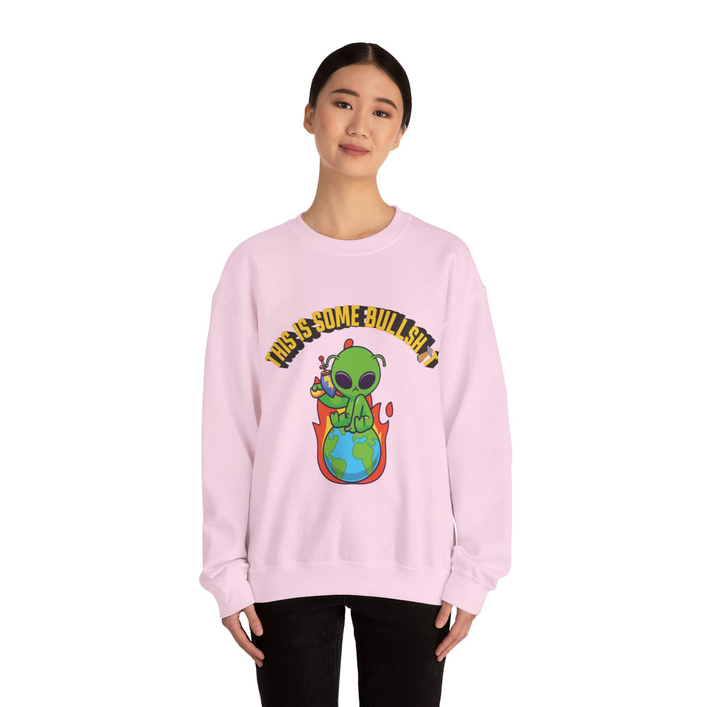 Alien Sitting on Earth Sweatshirt | "This Is Some Bullshit" Graphic