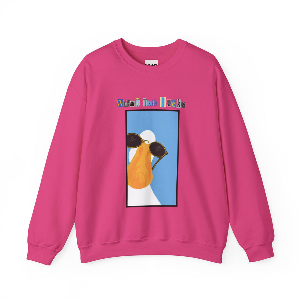 Cool Sunglasses Duck Crewneck Sweatshirt | Fun Cartoon Bird Design
