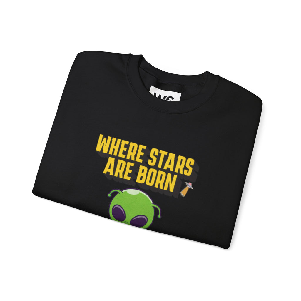 Where Stars Are Born alien illustration Sweatshirt | cute green alien