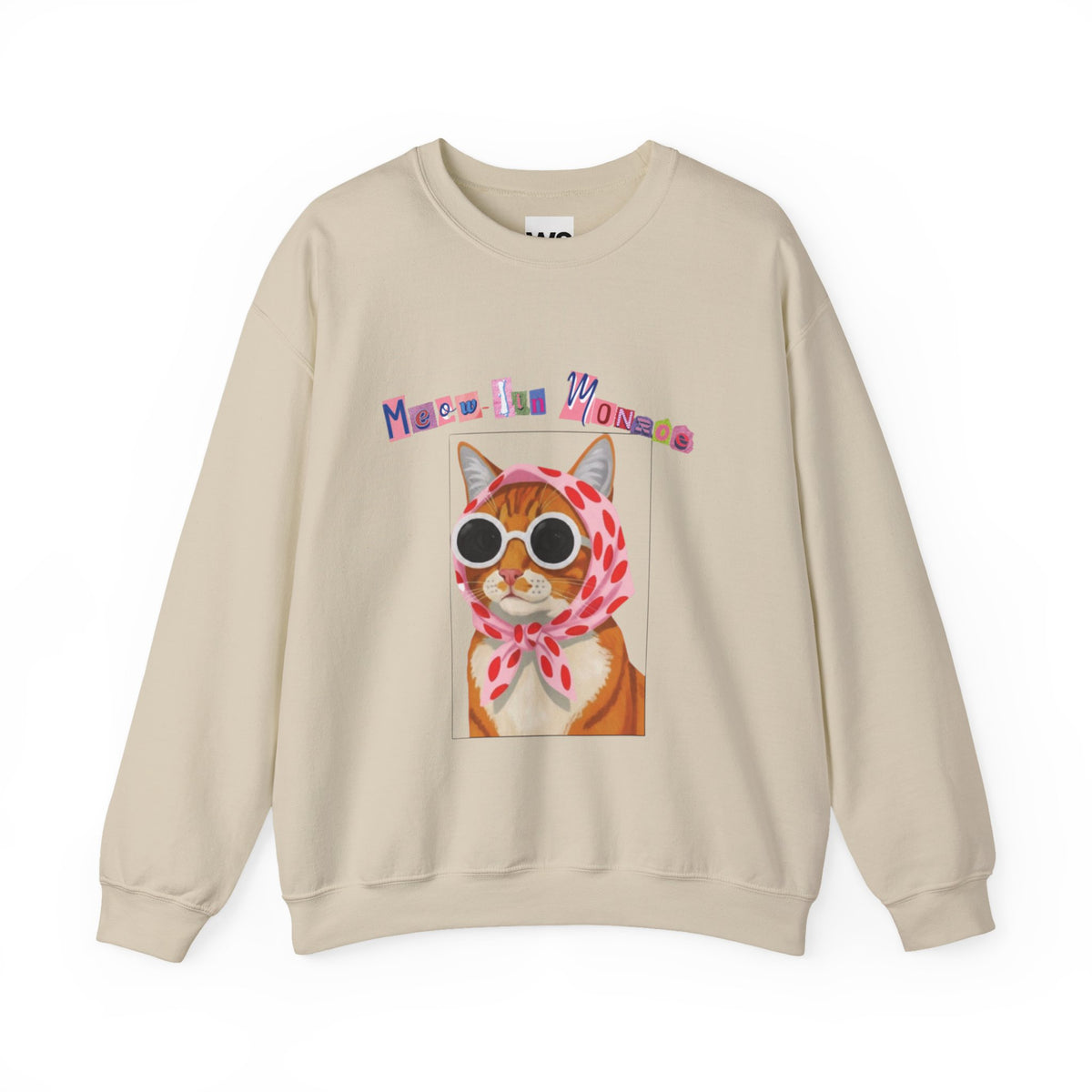 Glam Cat in Scarf Crewneck Sweatshirt | Retro Cat Graphic