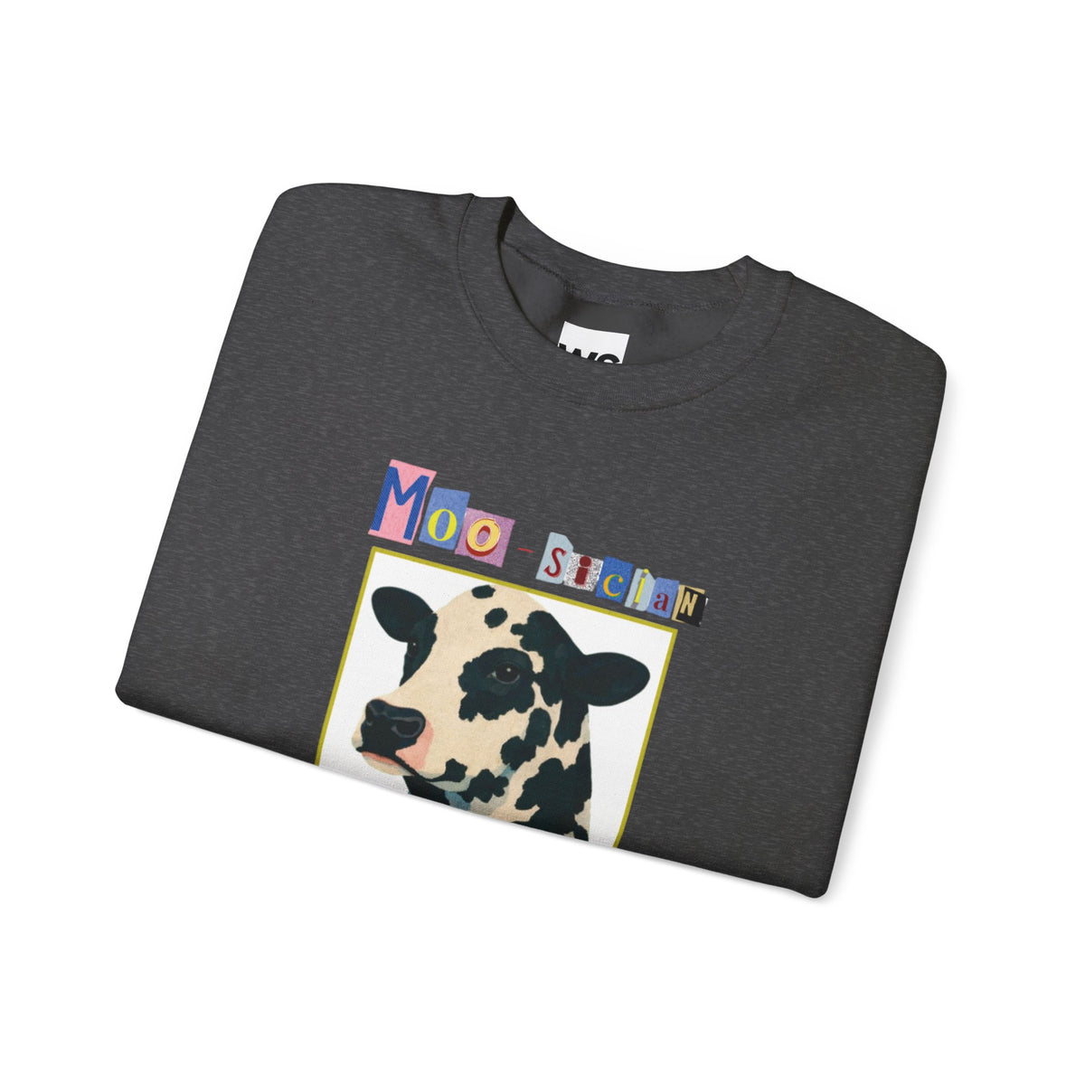 Cow Playing Accordion Crewneck, Retro Animal Music Sweatshirt