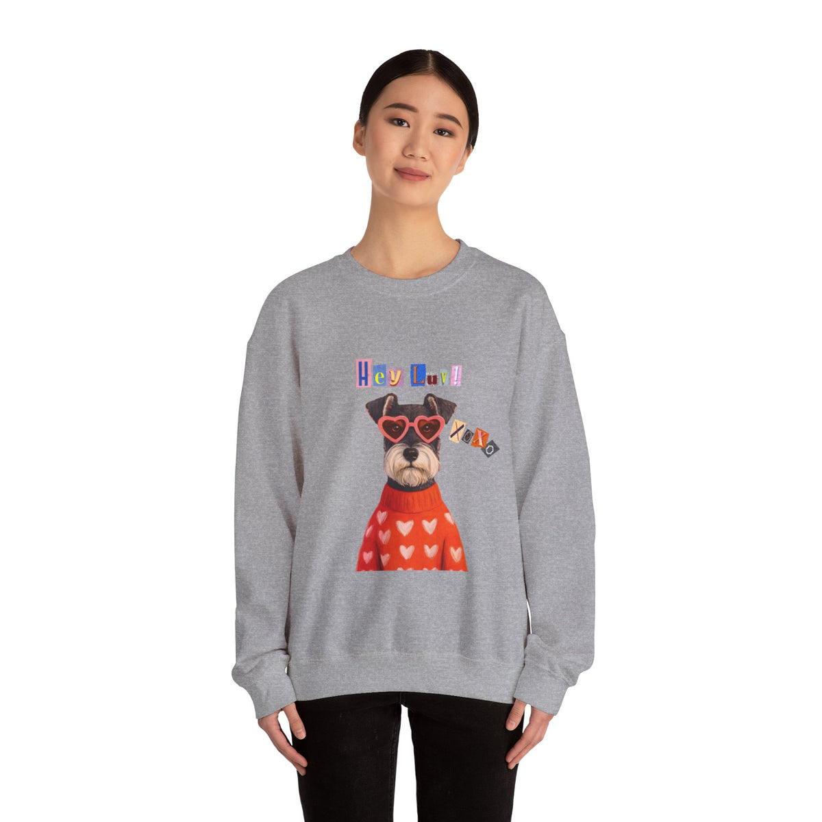 Heart Sweater Dog sweatshirt | Cute Pup with Heart Glasses, Valentine pet design