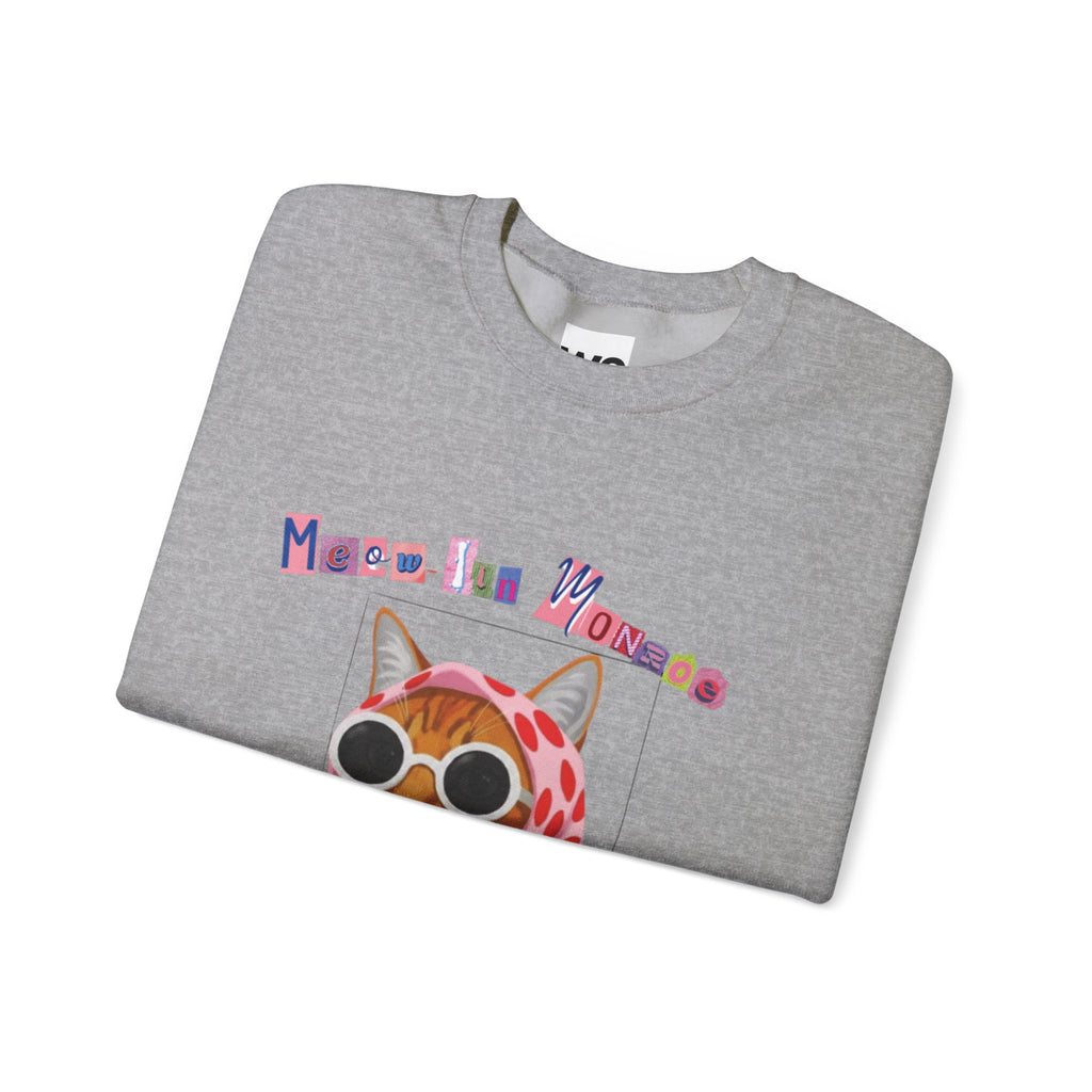 Glam Cat in Scarf Crewneck Sweatshirt | Retro Cat Graphic