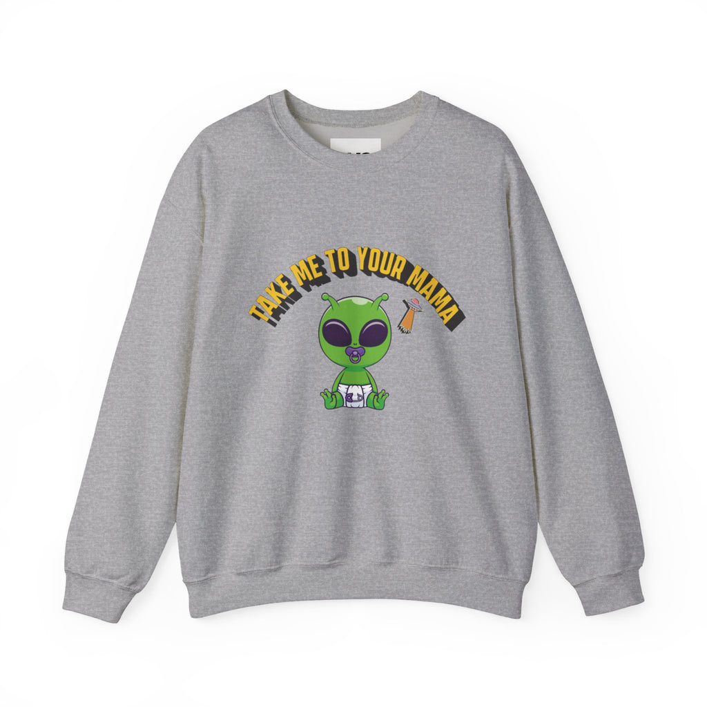 Alien Holding Mama Mug, Crewneck Sweatshirt | Cute Green Alien Graphic