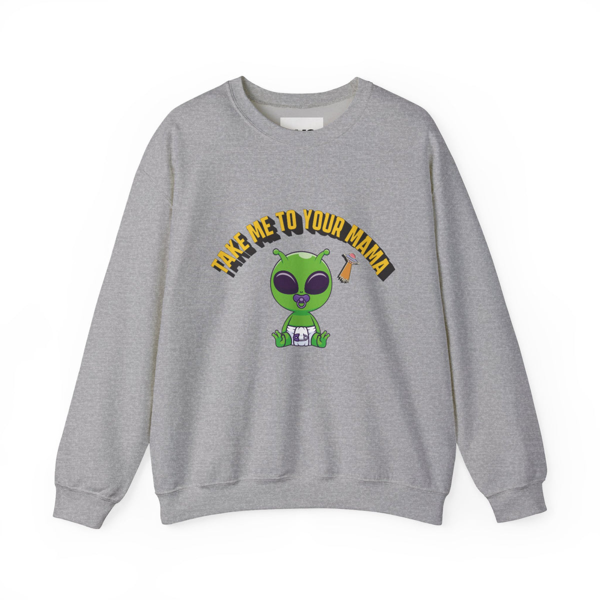 Alien Holding Mama Mug, Crewneck Sweatshirt | Cute Green Alien Graphic
