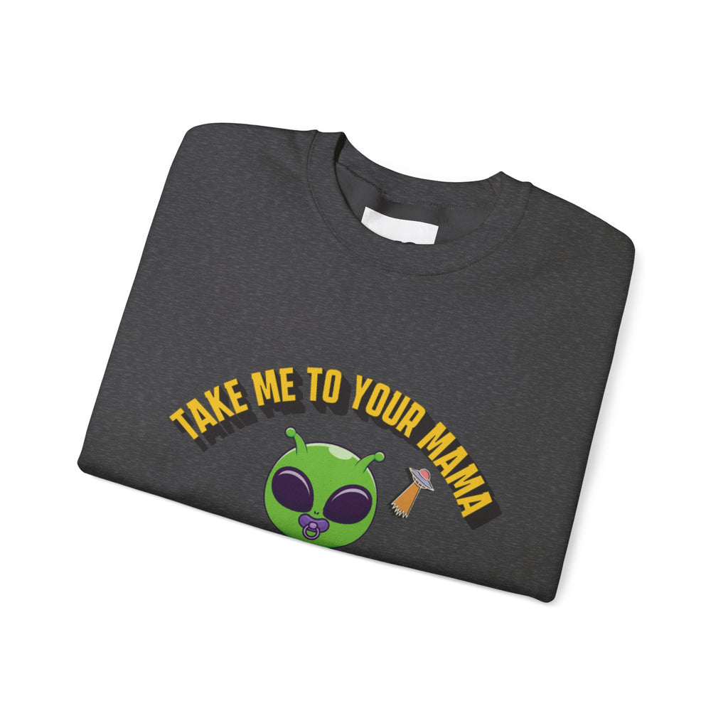 Alien Holding Mama Mug, Crewneck Sweatshirt | Cute Green Alien Graphic