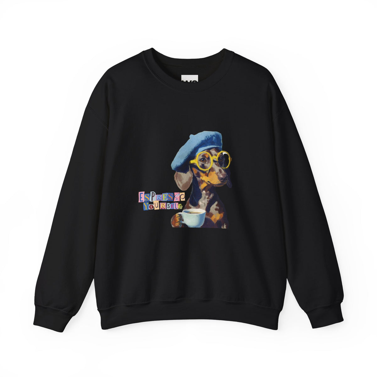 Dachshund in Beret and Sunglasses Sweatshirt | Espresso & Mornings Design