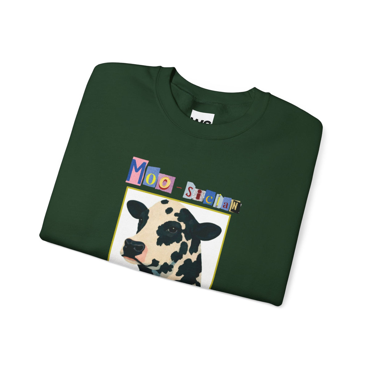 Cow Playing Accordion Crewneck, Retro Animal Music Sweatshirt