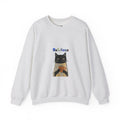 Black Cat Holding Coffee Crewneck Sweatshirt | Cozy Cat Illustration