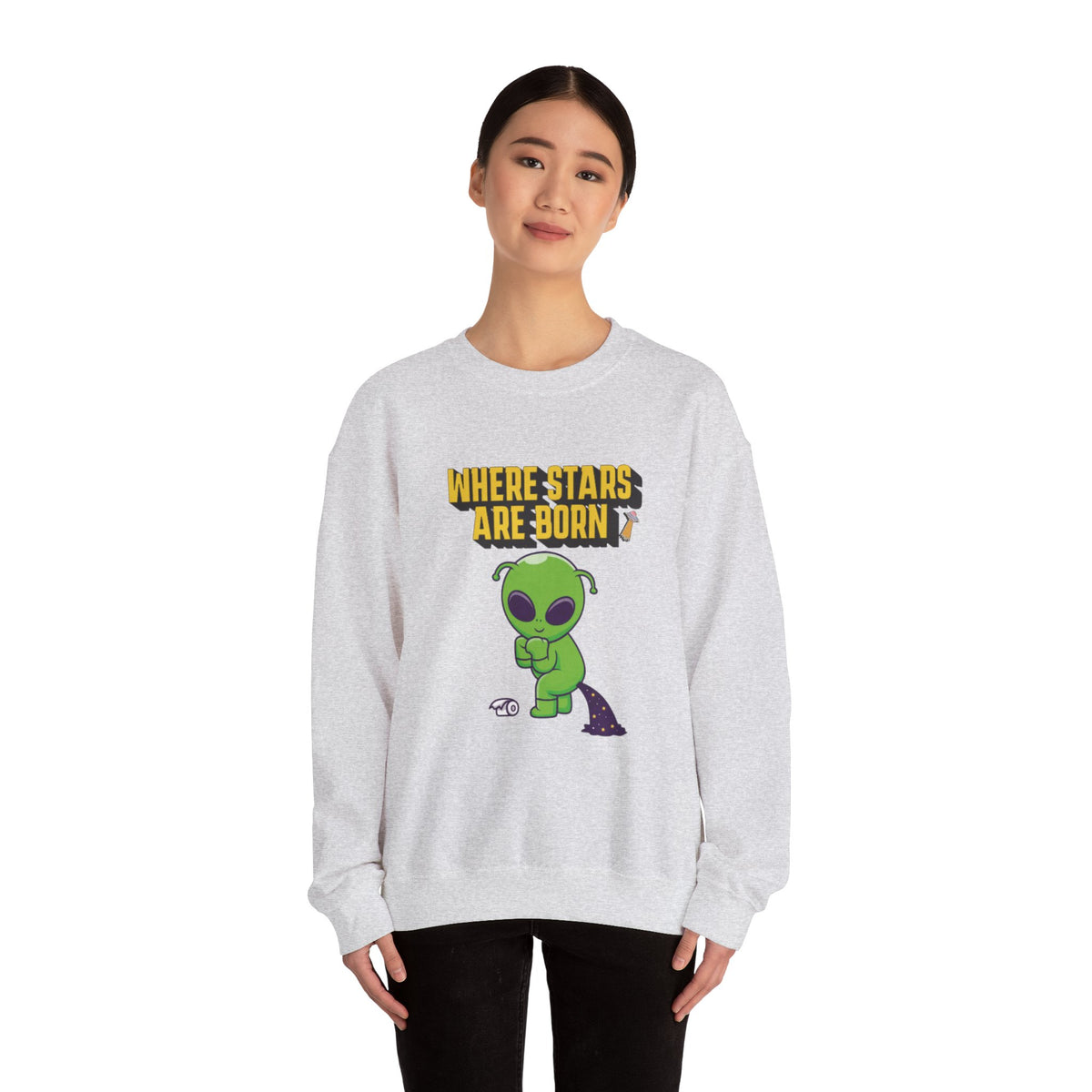 Where Stars Are Born alien illustration Sweatshirt | cute green alien