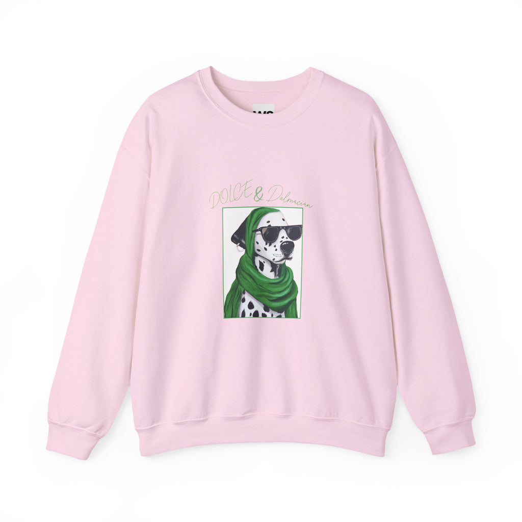 Dalmatian in Green Scarf sweatshirt | Dog Portrait, Winter Cozy