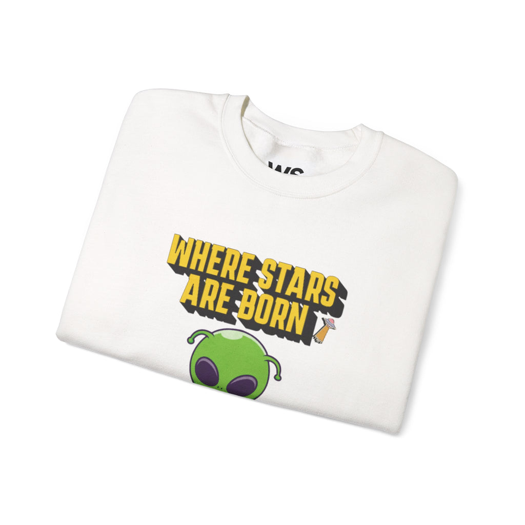 Where Stars Are Born alien illustration Sweatshirt | cute green alien