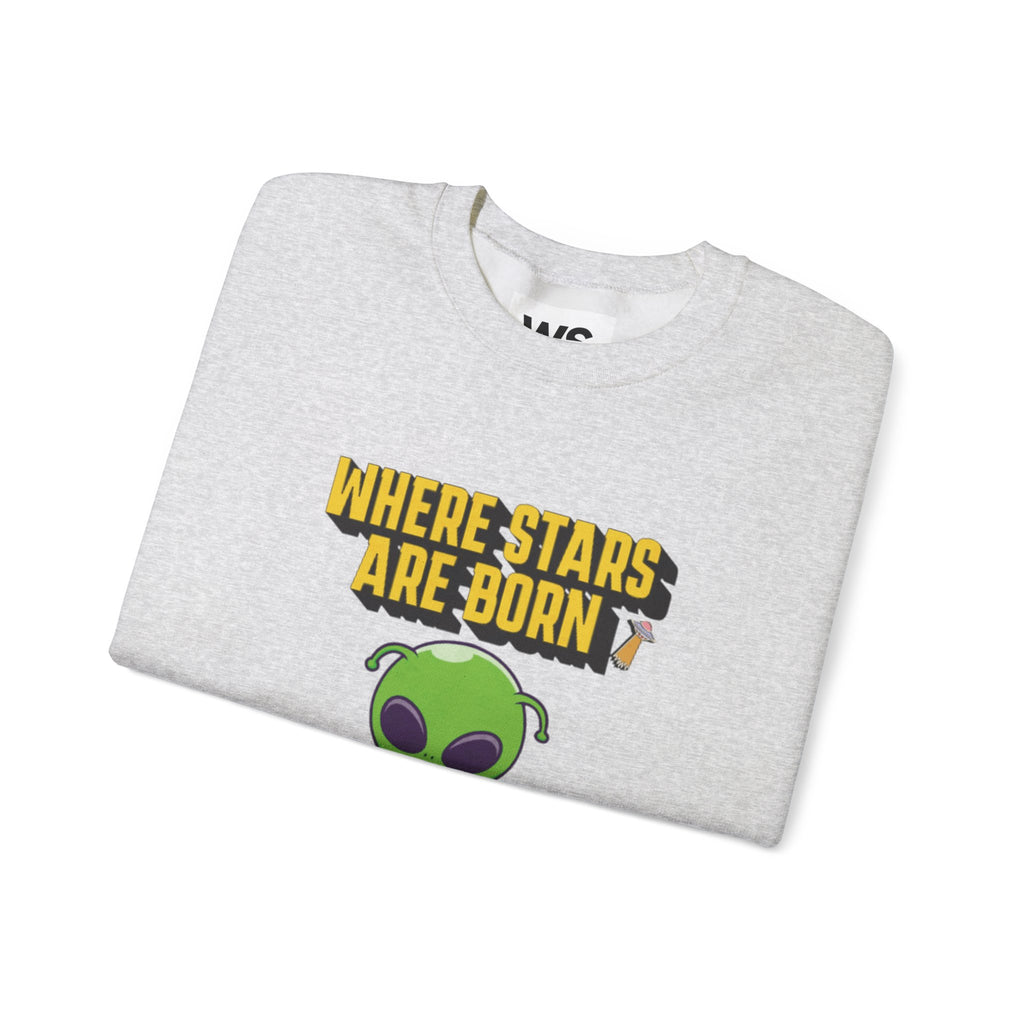 Where Stars Are Born alien illustration Sweatshirt | cute green alien