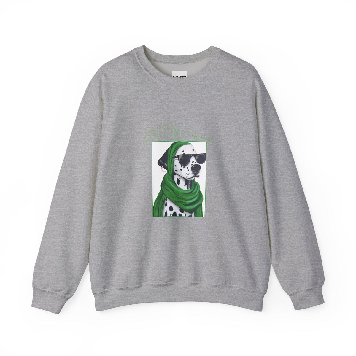 Dalmatian in Green Scarf sweatshirt | Dog Portrait, Winter Cozy