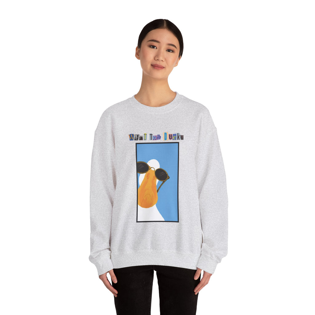 Cool Sunglasses Duck Crewneck Sweatshirt | Fun Cartoon Bird Design