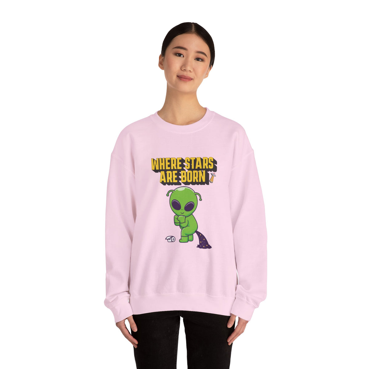 Where Stars Are Born alien illustration Sweatshirt | cute green alien