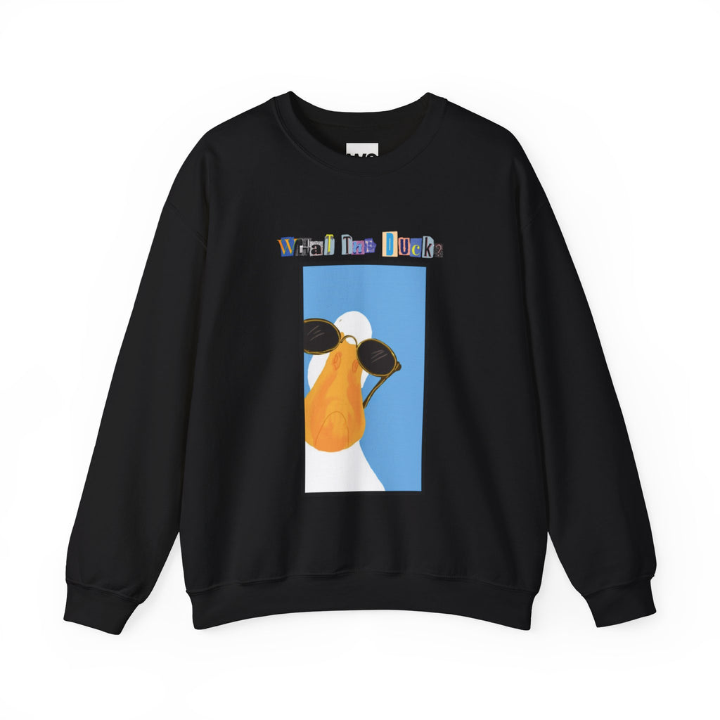 Cool Sunglasses Duck Crewneck Sweatshirt | Fun Cartoon Bird Design
