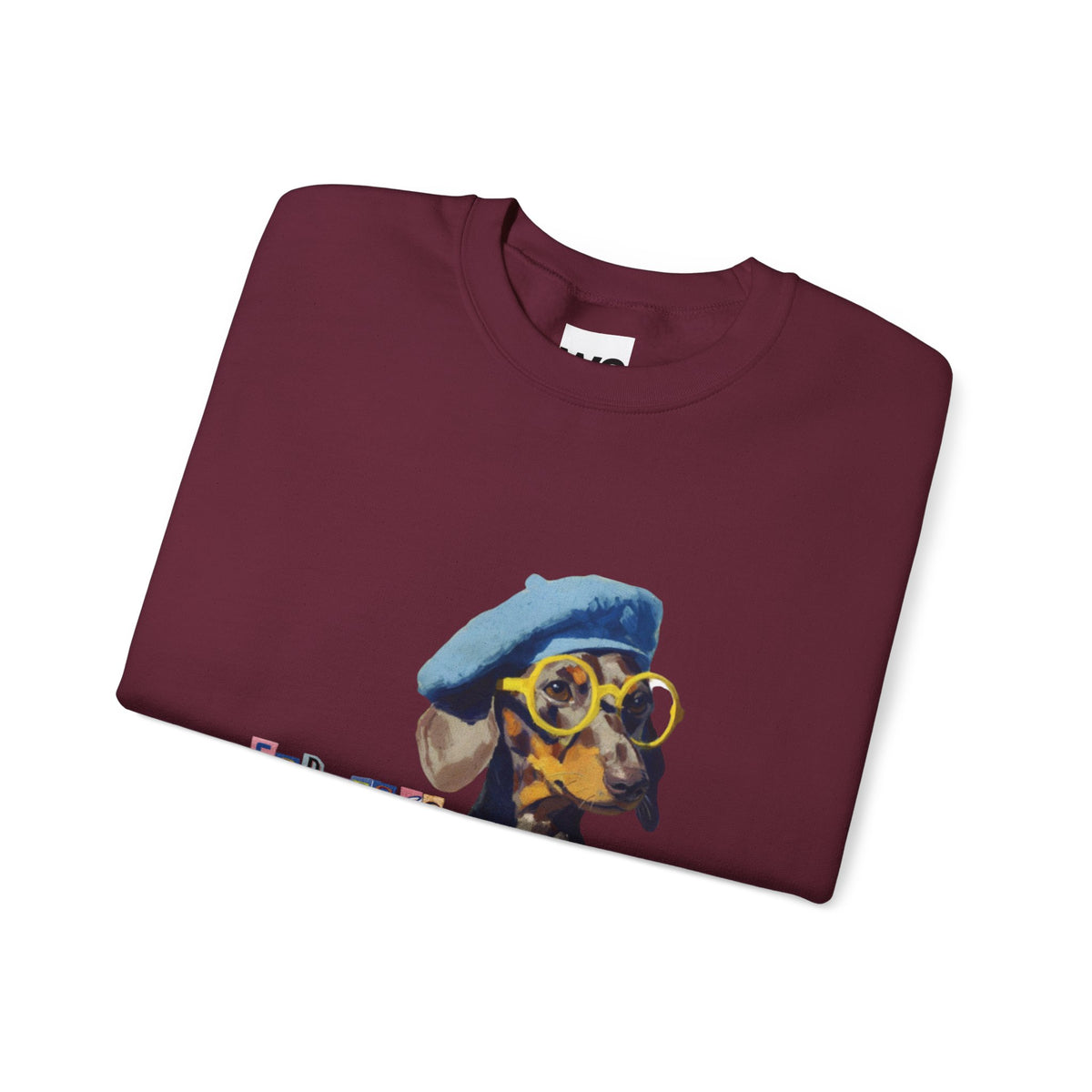 Dachshund in Beret and Sunglasses Sweatshirt | Espresso & Mornings Design