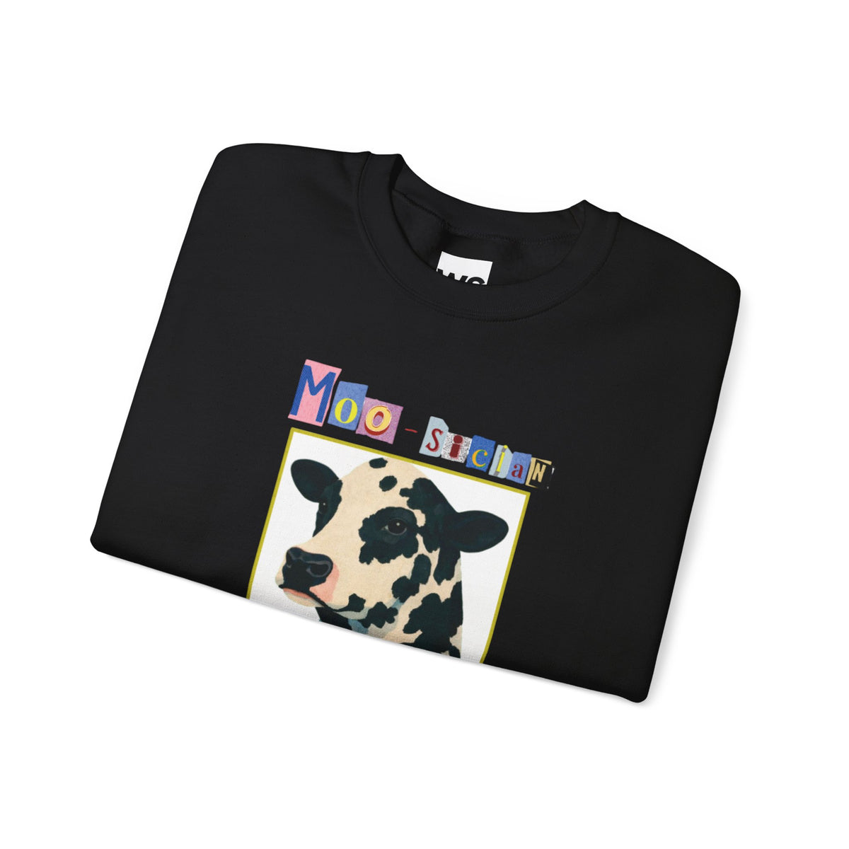 Cow Playing Accordion Crewneck, Retro Animal Music Sweatshirt