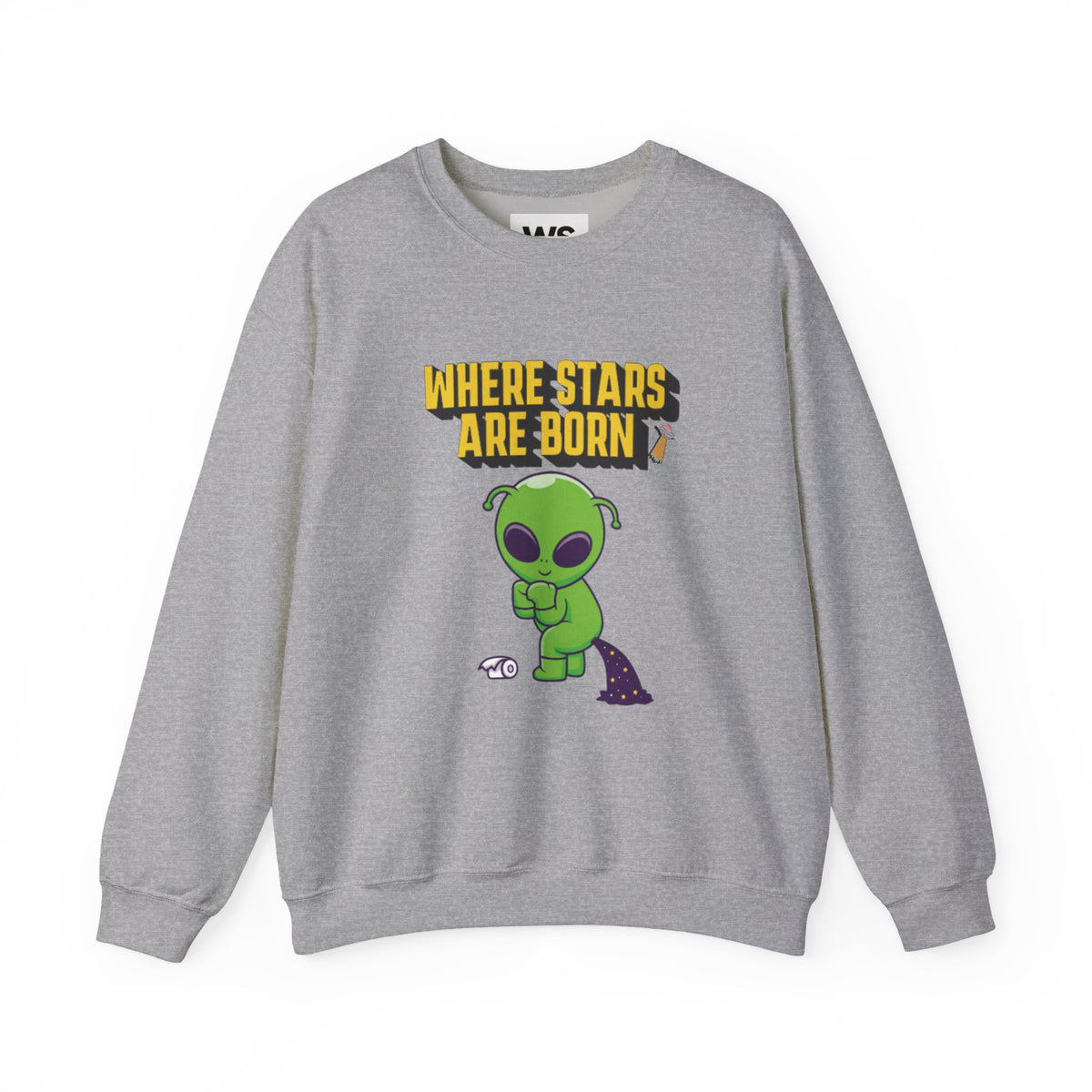 Where Stars Are Born alien illustration Sweatshirt | cute green alien