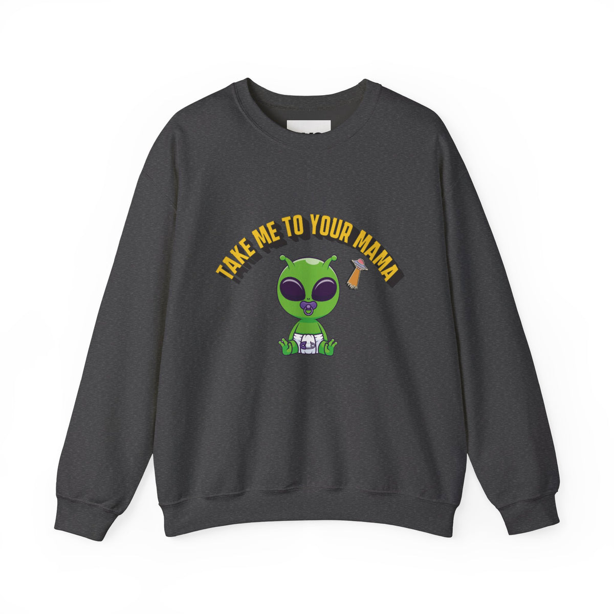 Alien Holding Mama Mug, Crewneck Sweatshirt | Cute Green Alien Graphic