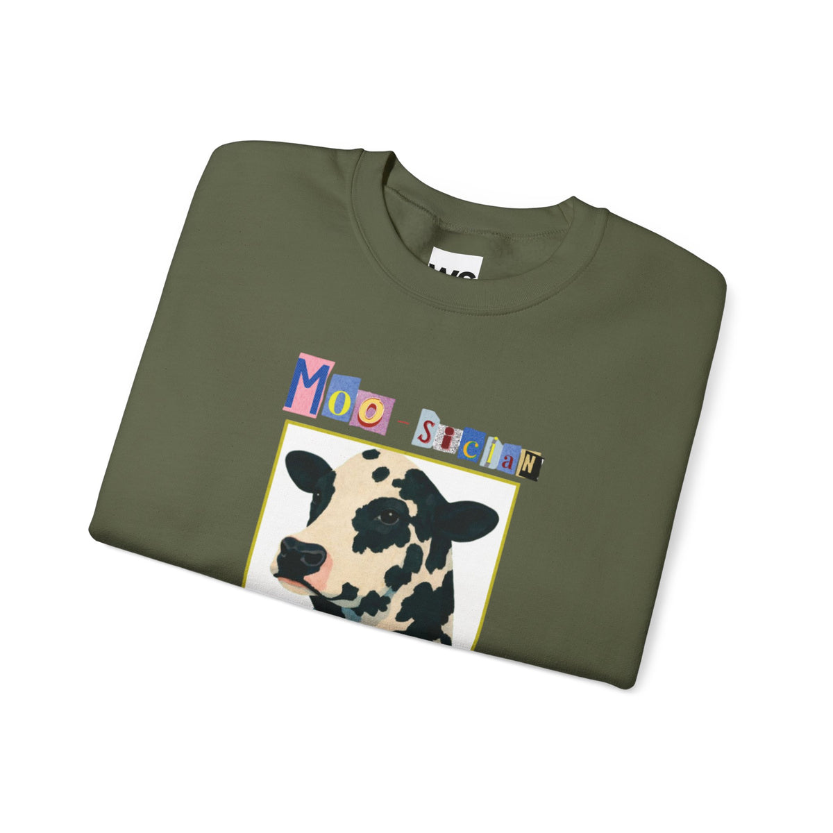 Cow Playing Accordion Crewneck, Retro Animal Music Sweatshirt