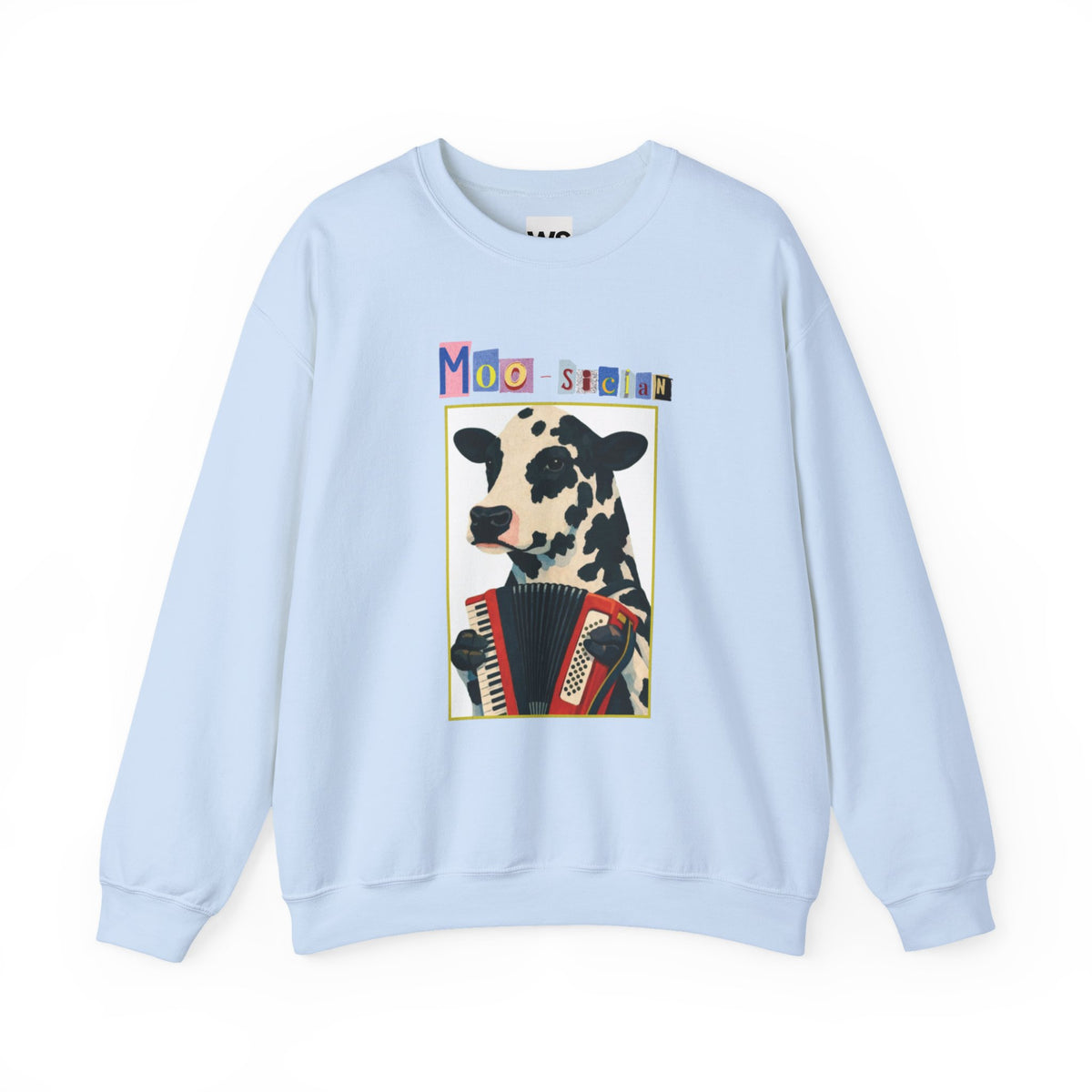 Cow Playing Accordion Crewneck, Retro Animal Music Sweatshirt
