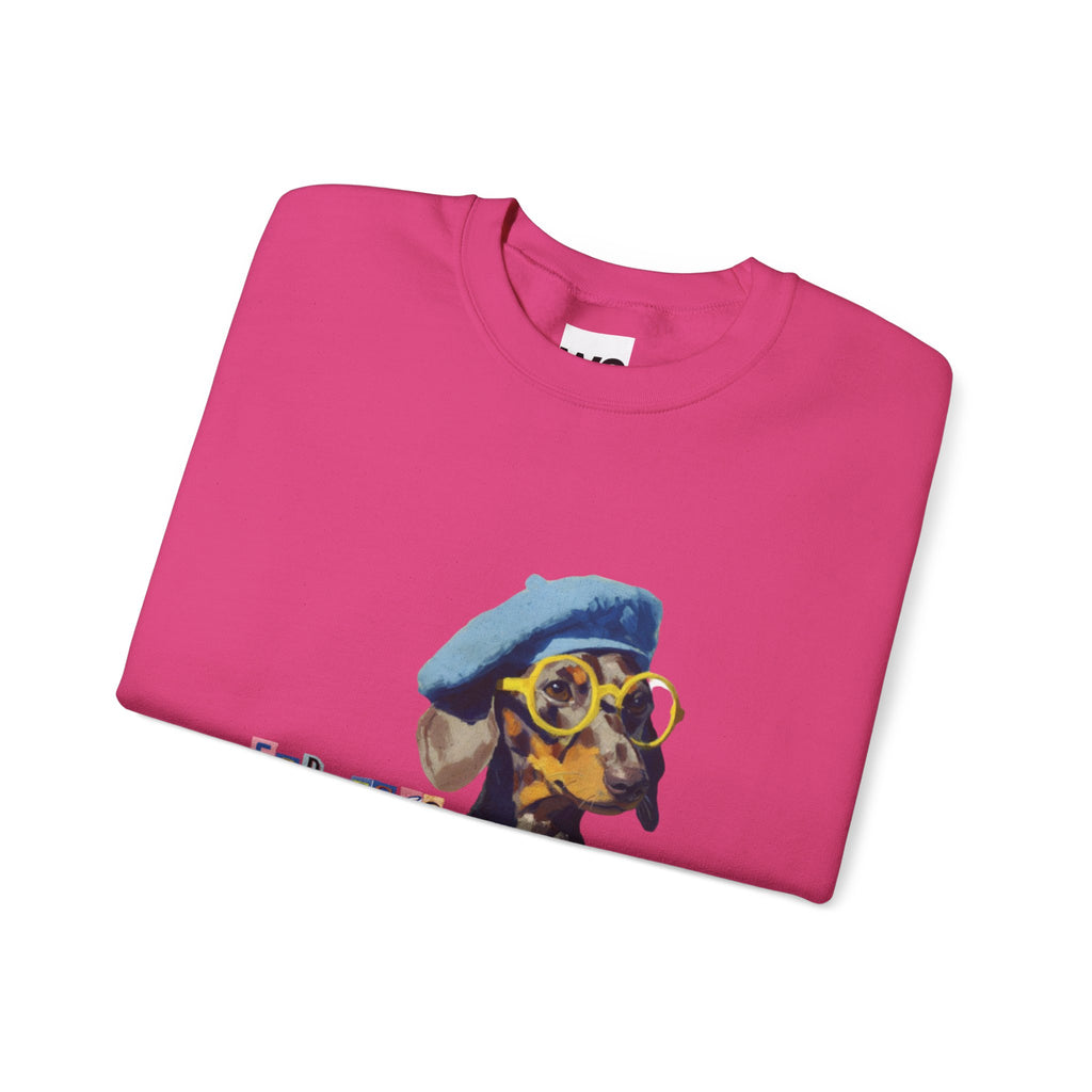 Dachshund in Beret and Sunglasses Sweatshirt | Espresso & Mornings Design