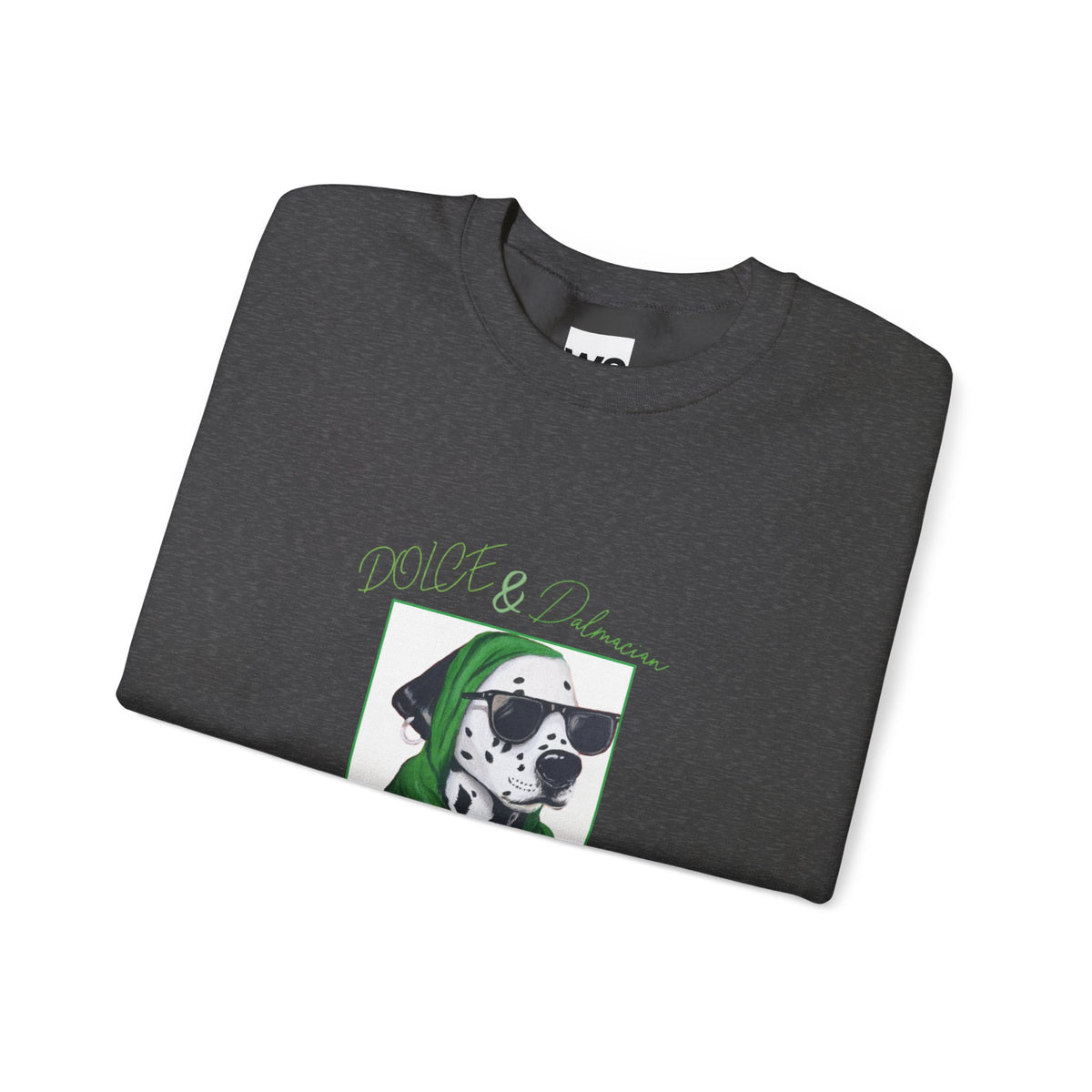 Dalmatian in Green Scarf sweatshirt | Dog Portrait, Winter Cozy