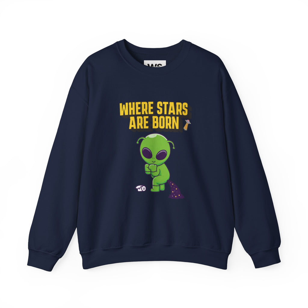 Where Stars Are Born alien illustration Sweatshirt | cute green alien