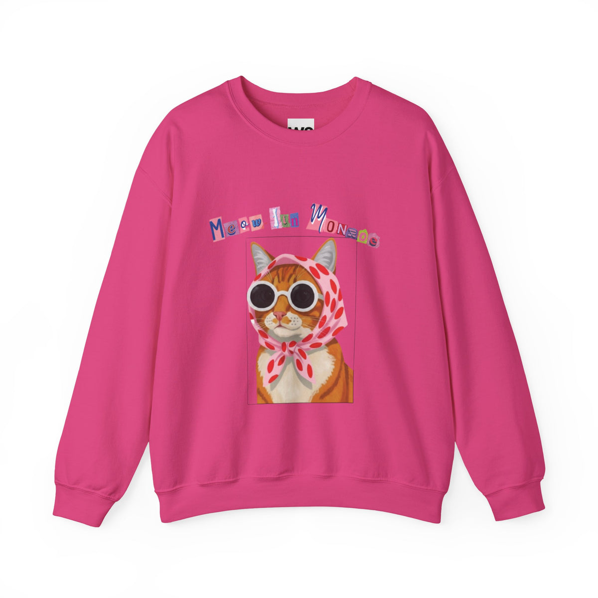 Glam Cat in Scarf Crewneck Sweatshirt | Retro Cat Graphic
