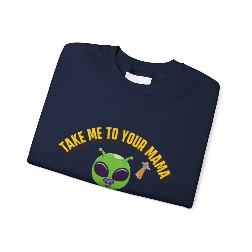 Alien Holding Mama Mug, Crewneck Sweatshirt | Cute Green Alien Graphic