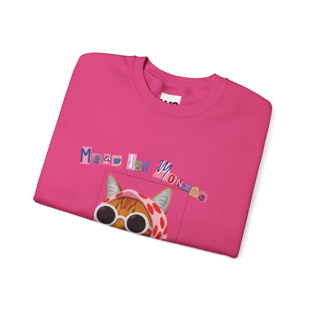 Glam Cat in Scarf Crewneck Sweatshirt | Retro Cat Graphic